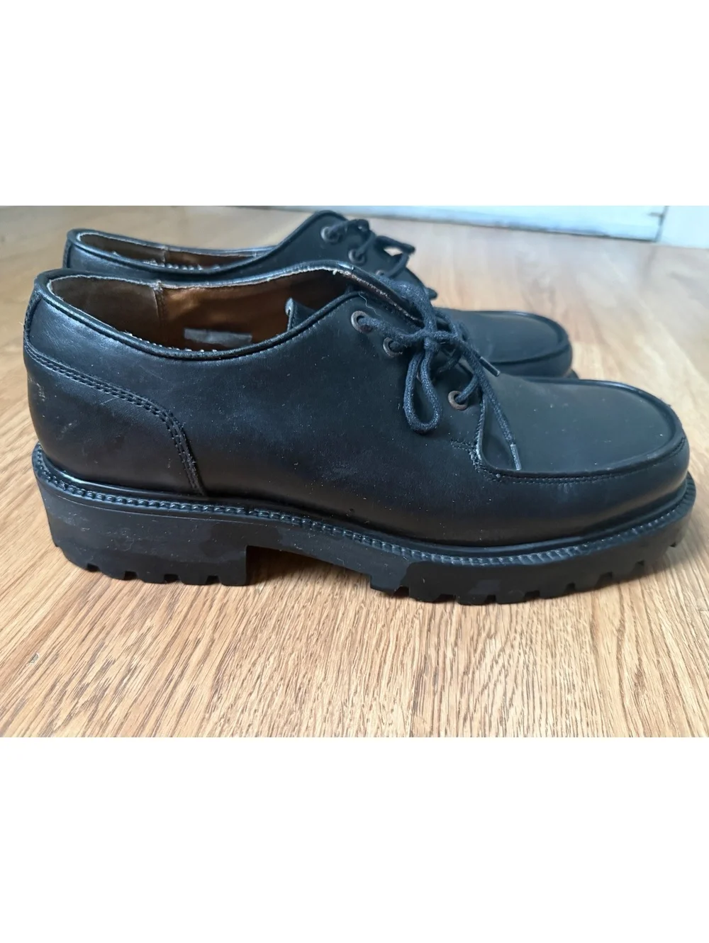 Vintage Hipopotamus derby / Oxford black leather lace-up shoes made in italy